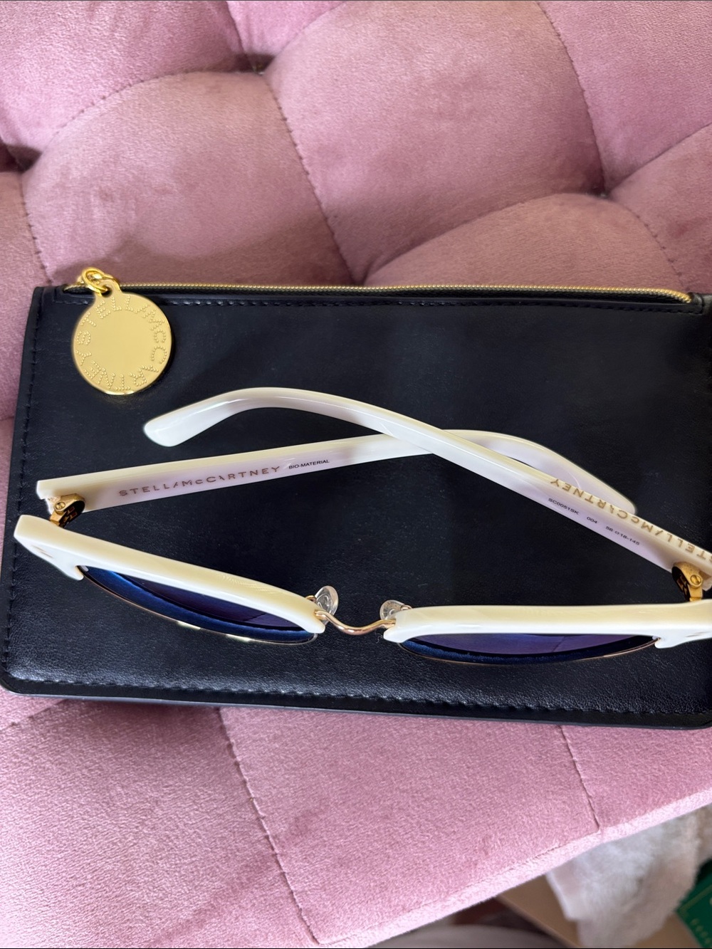 Authentic Stella McCartney Sunglasses with Navy Lenses and Gold Accents - Picture 2 of 8